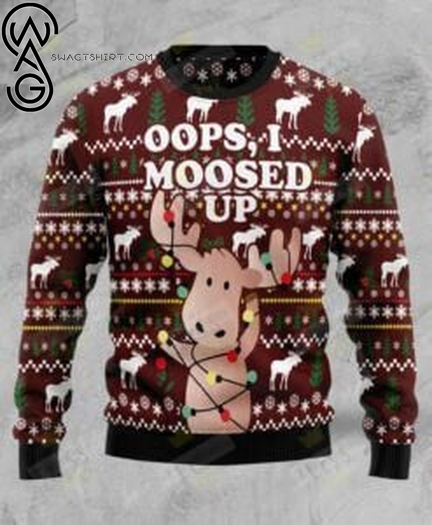Oops i moosed up reindeer ugly christmas sweater