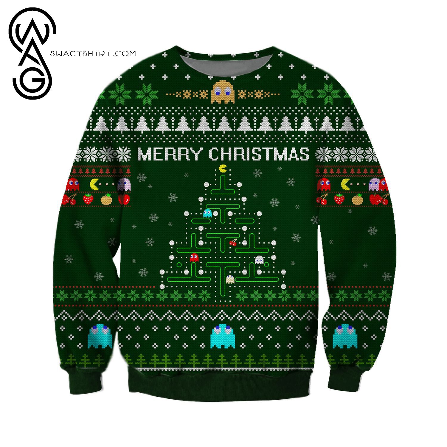 Pac-Man Game Full Print Ugly Christmas Sweater