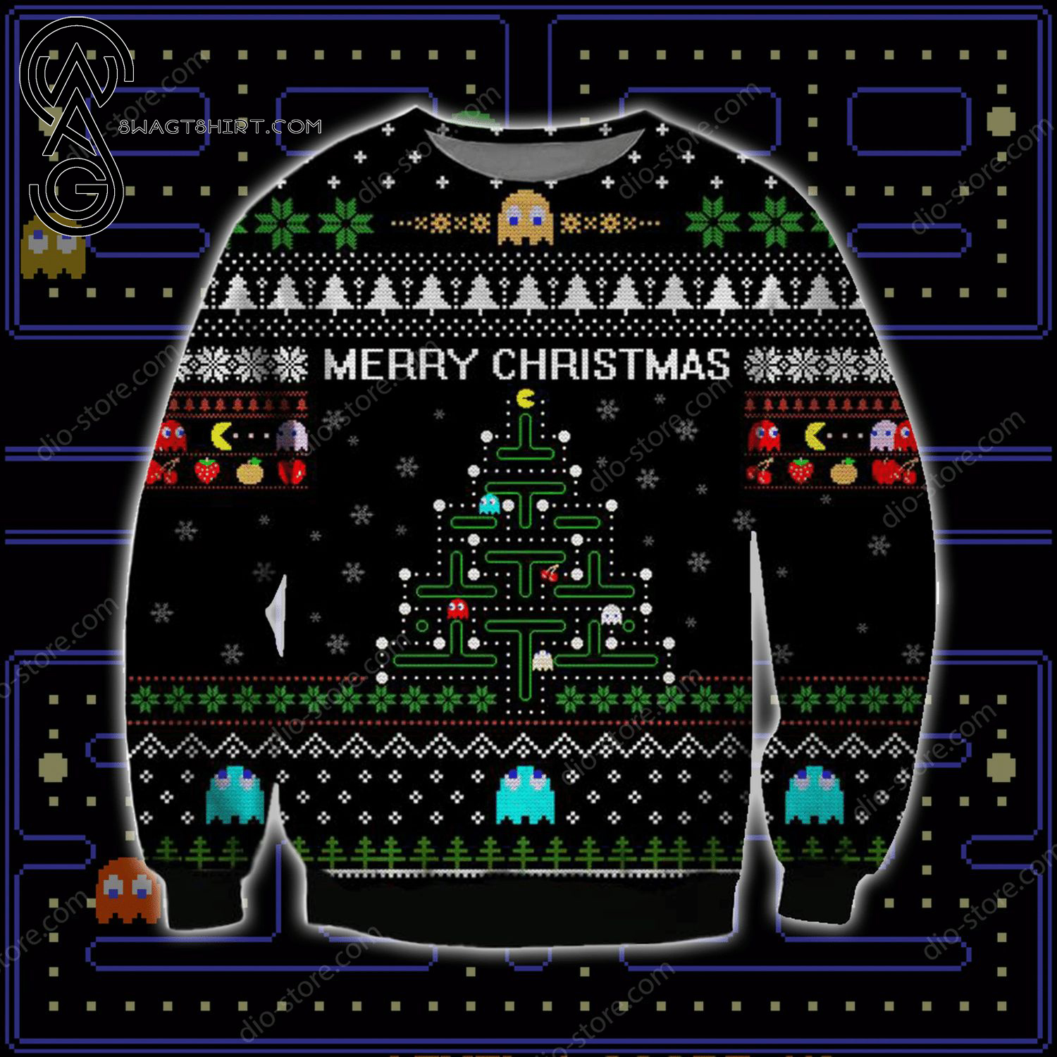 Pac-Man Game Full Print Ugly Christmas Sweater