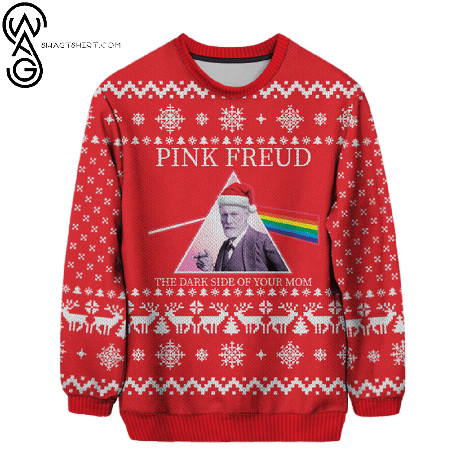Pink freud the dark side of your mom ugly christmas sweater