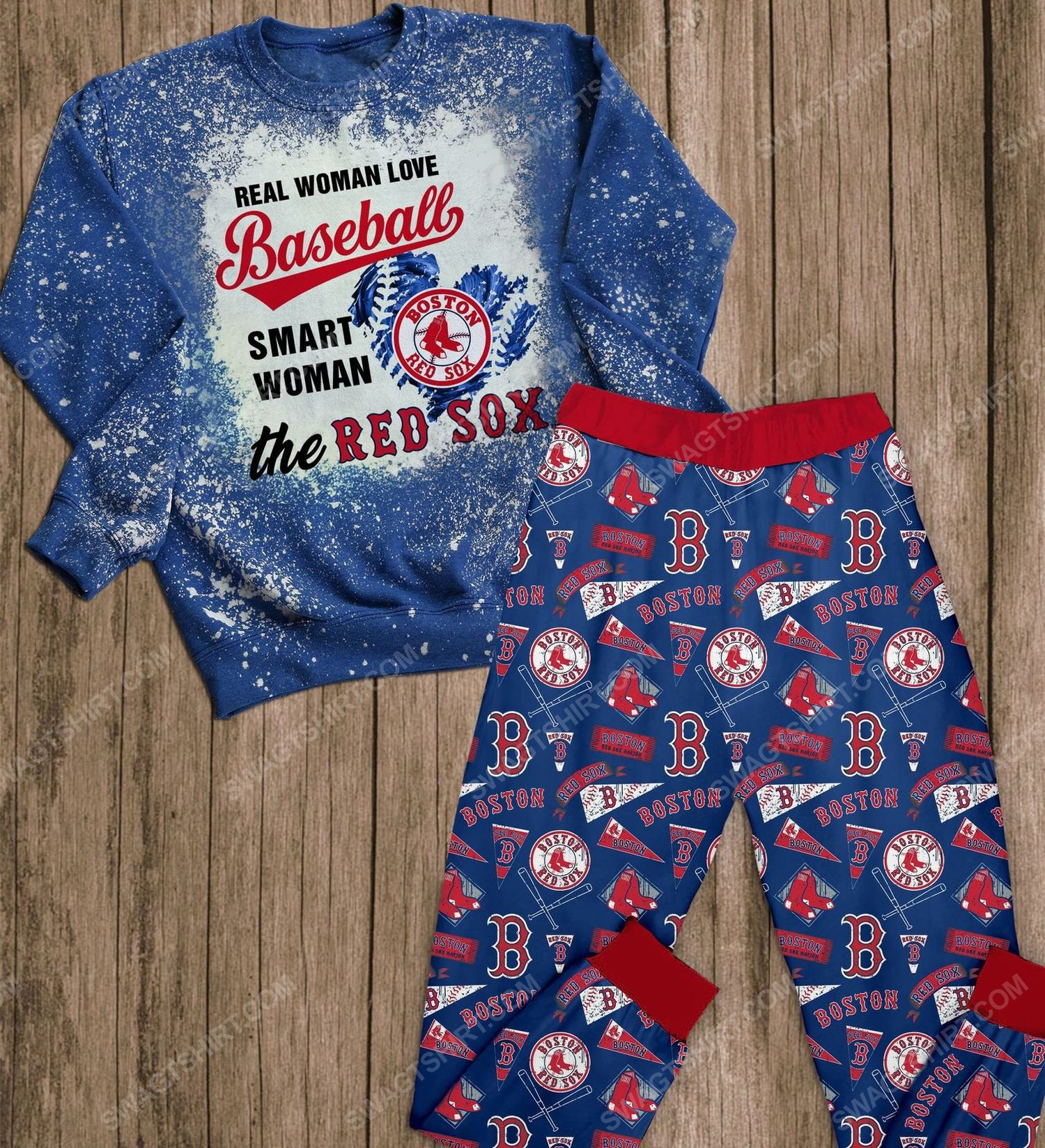 Real woman loves boston red sox full print pajamas set