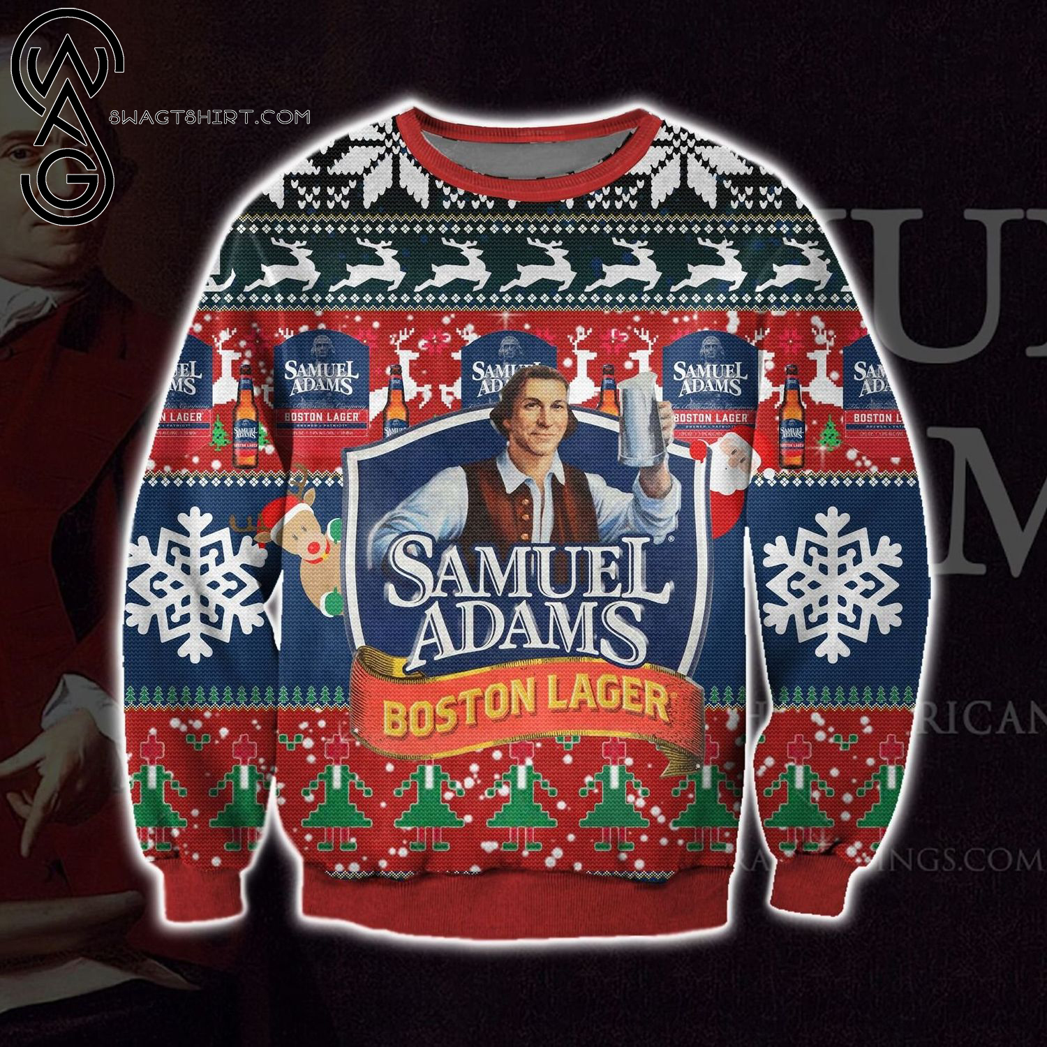 Samuel Adams Boston Lager Full Print Ugly Christmas Sweater