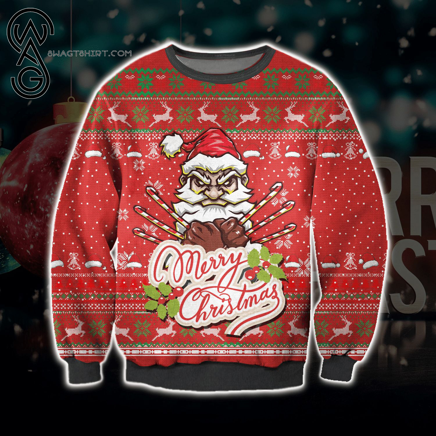 Santa Claus Merry Christmas Full Print Ugly Christmas Sweater