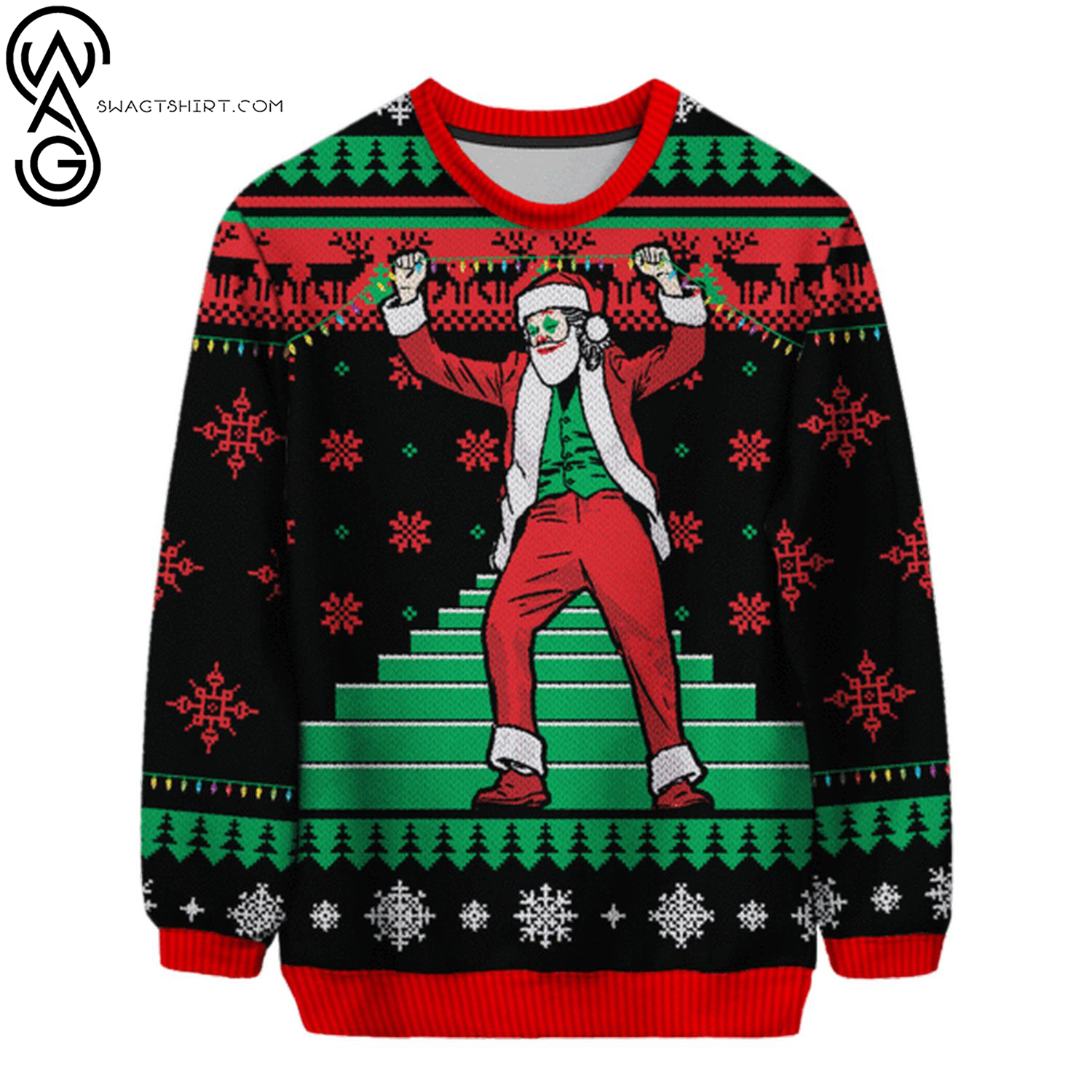 Santa claus joker full printing ugly christmas sweater
