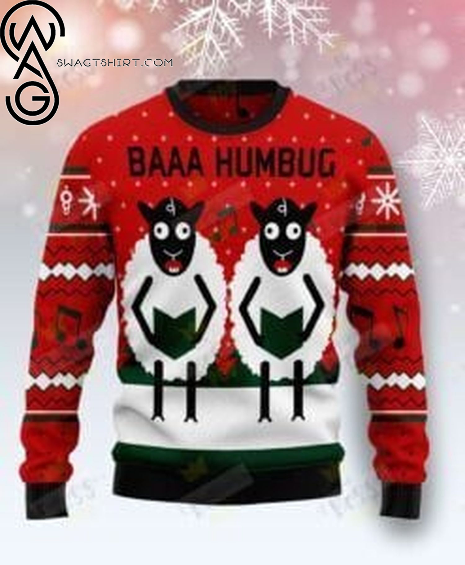 Sheep baaa humbug full printing ugly christmas sweater