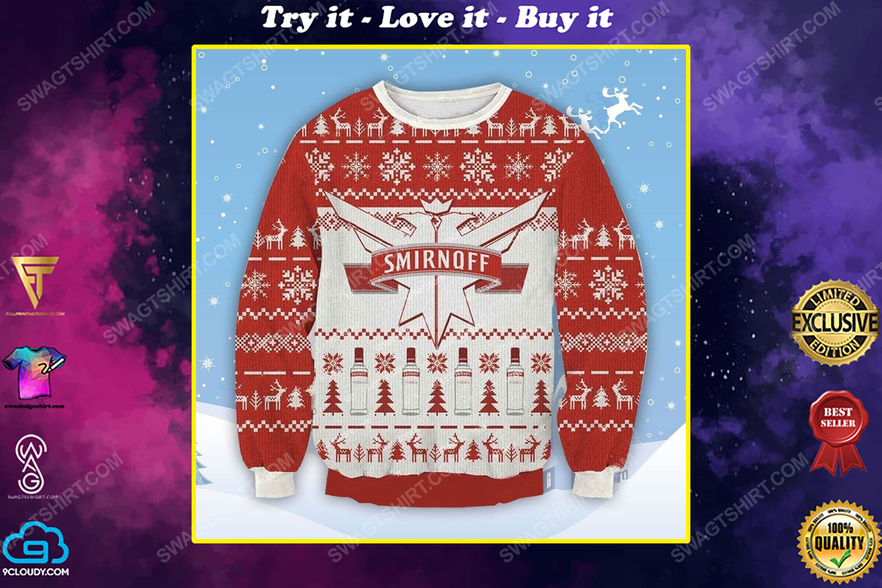 Smirnoff vodka ugly christmas sweater