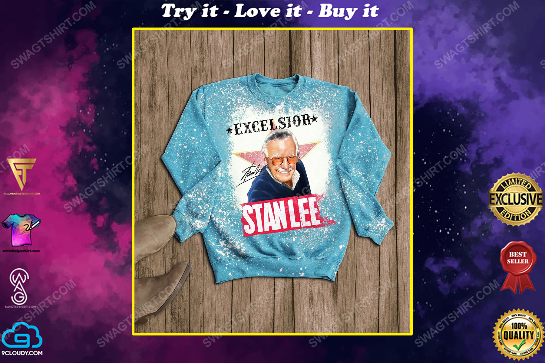 Stan lee excelsior full print pajamas set