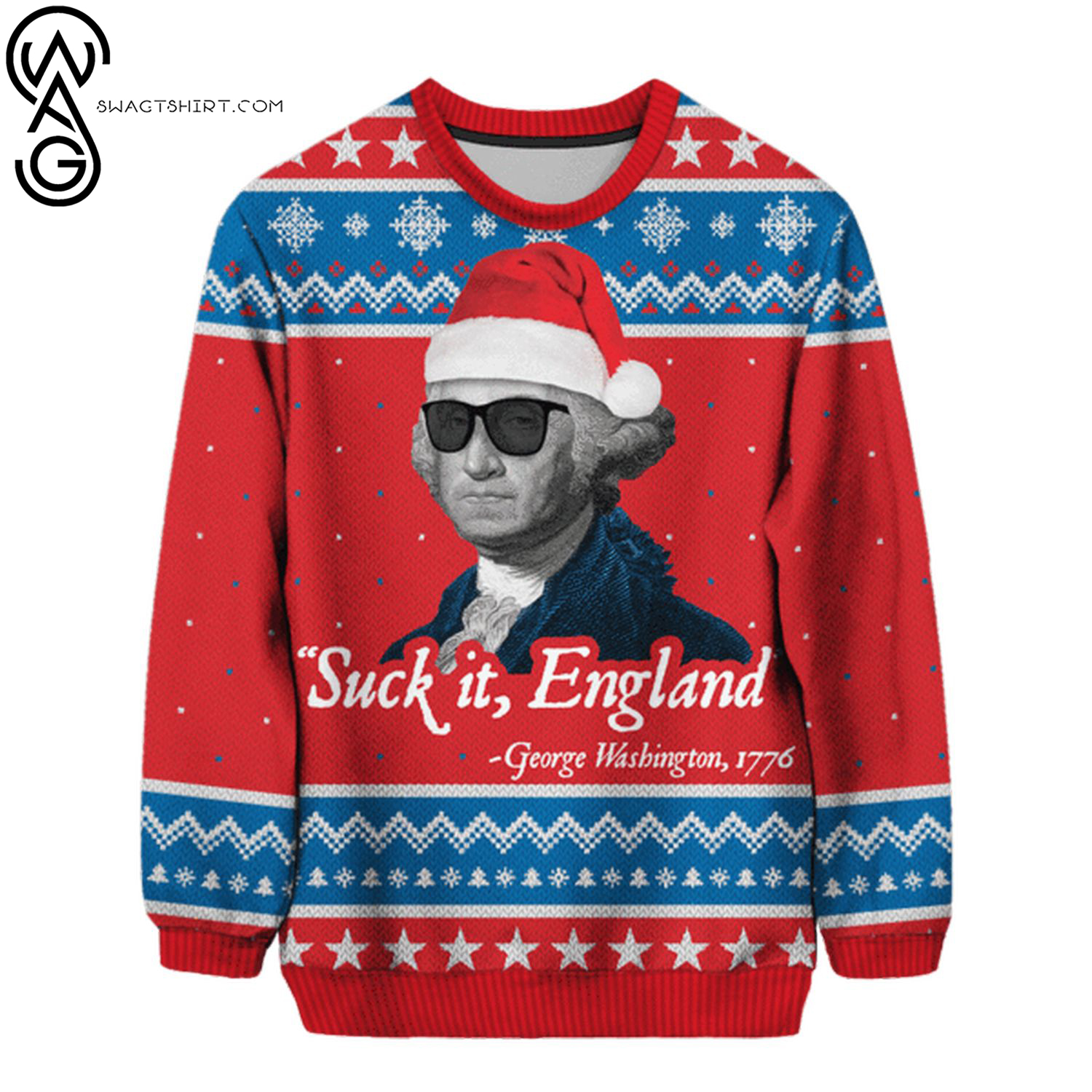Suck it england george washington full printing ugly christmas sweater