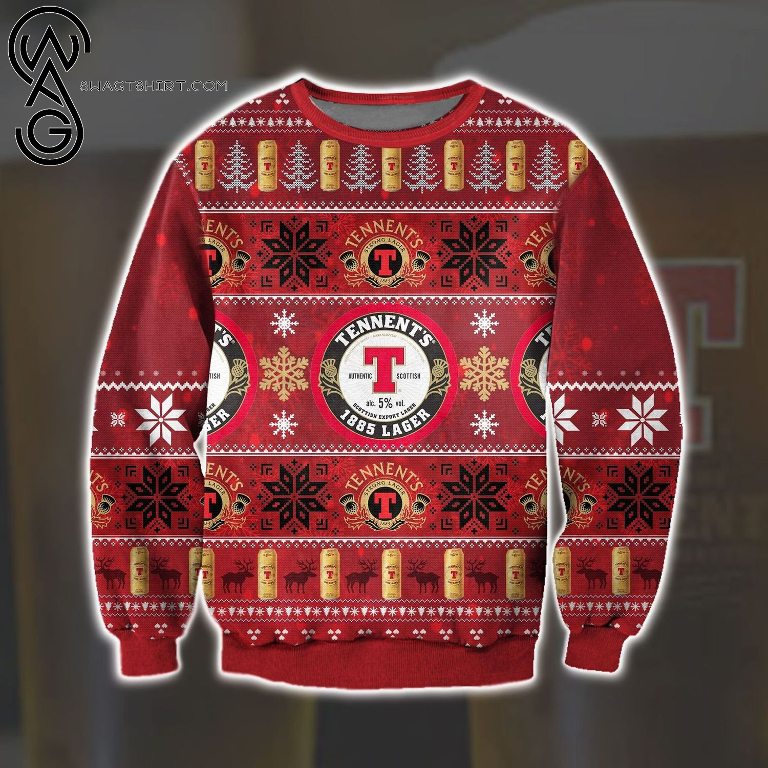 Tennent's 1885 Lager Beer Ugly Christmas Sweater