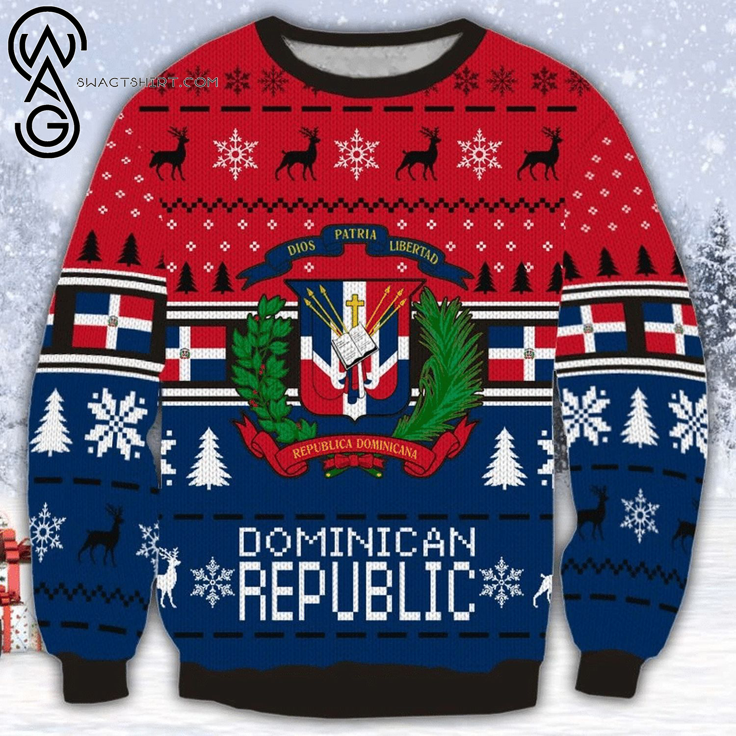 The Dominican Republic Full Print Ugly Christmas Sweater