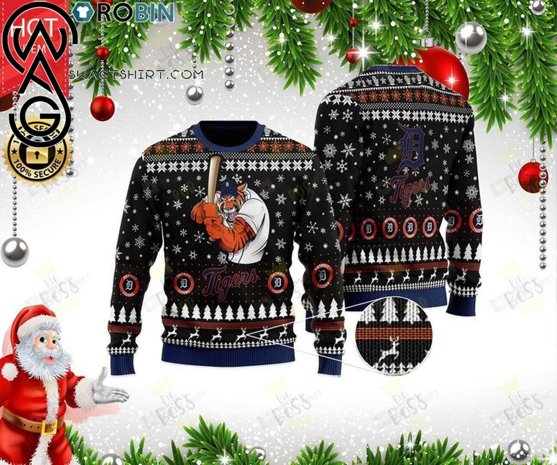The detroit tigers full printing ugly christmas sweater