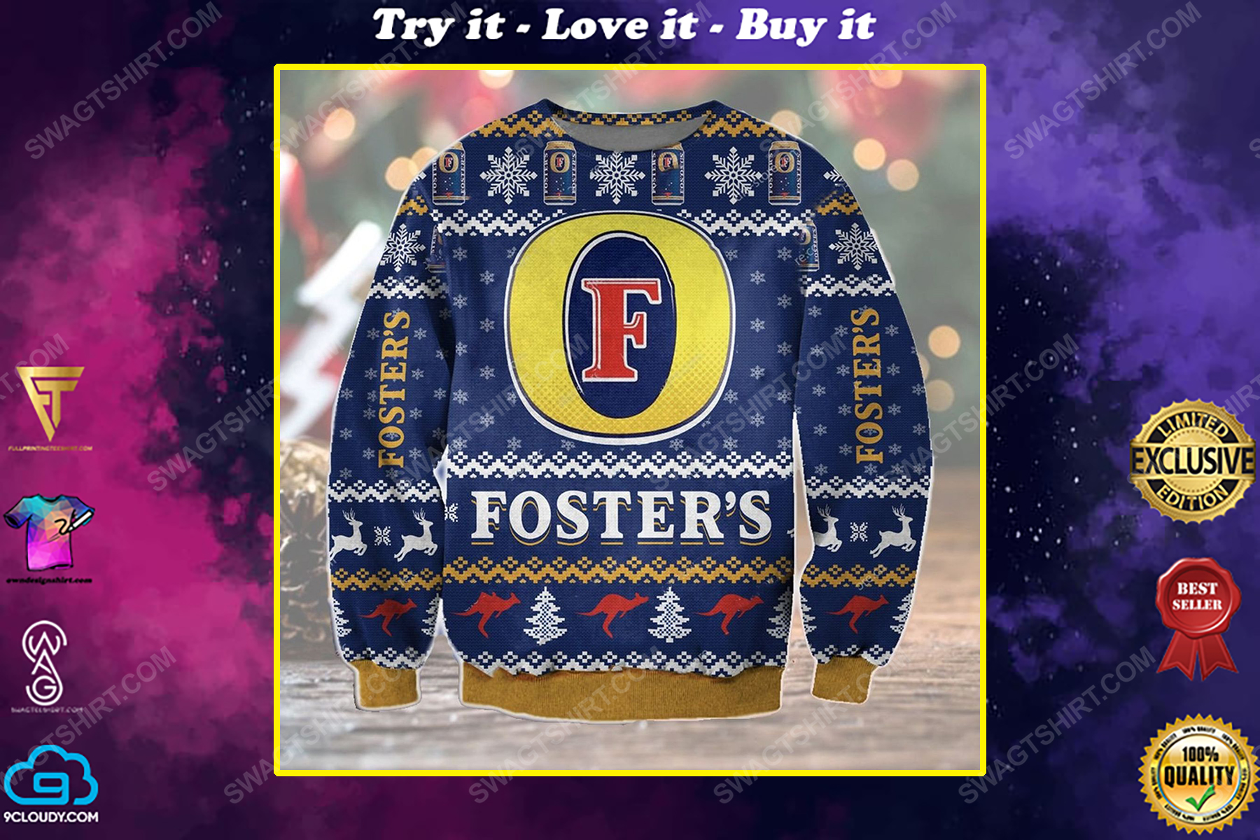 The fosters lager beer ugly christmas sweater