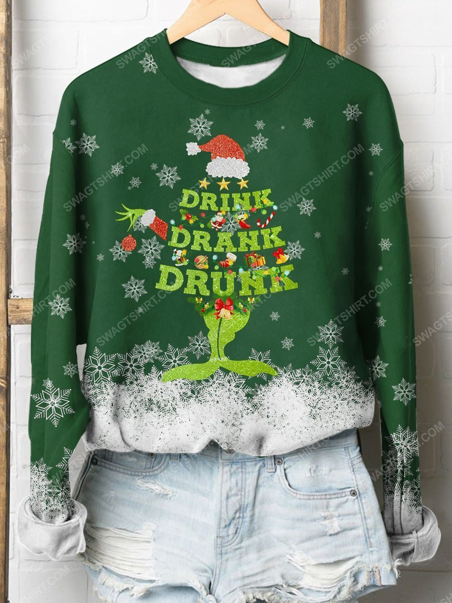 The grinch and christmas tree drink drank drunk full print shirt