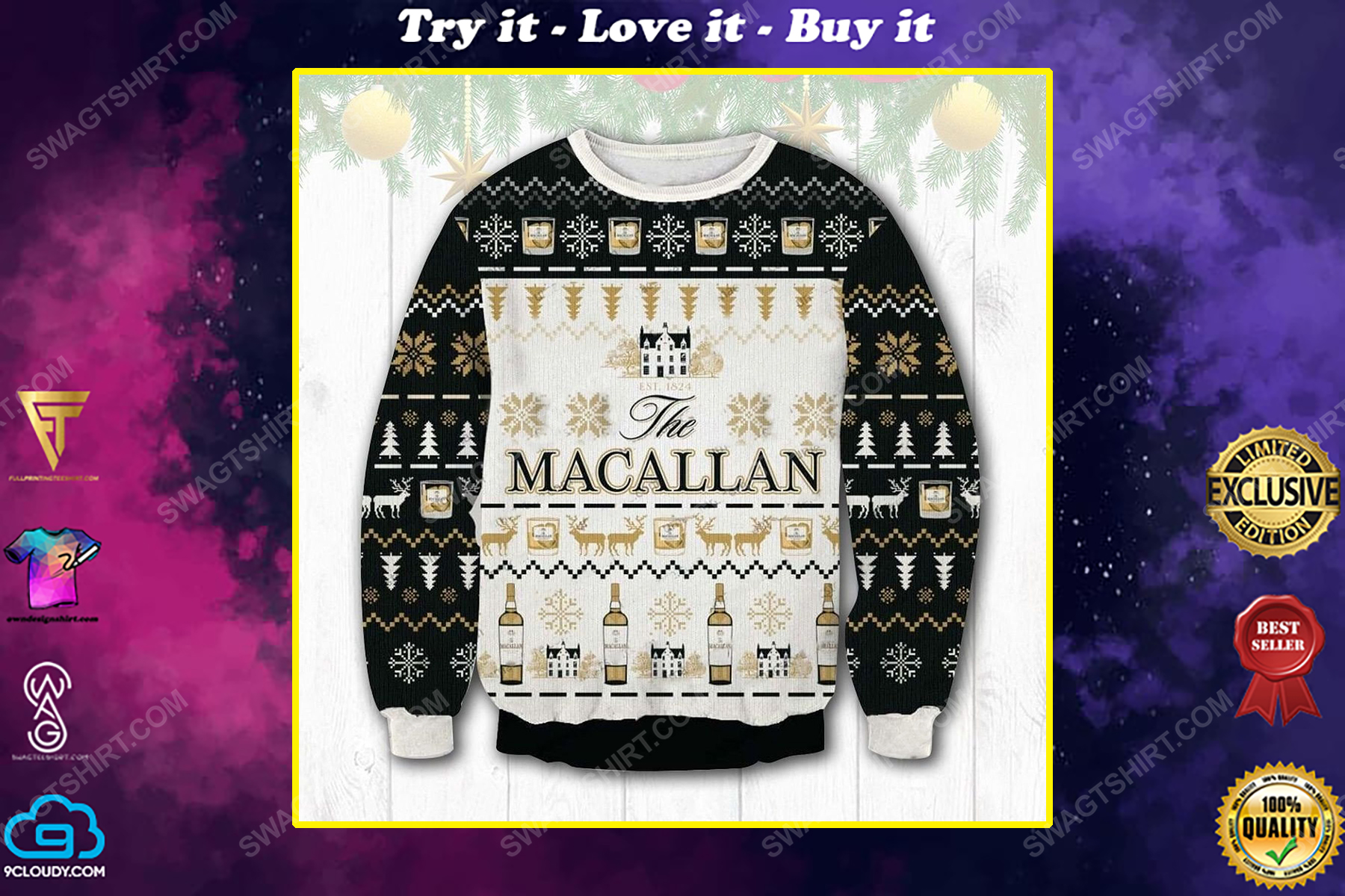 The macallan whiskey ugly christmas sweater