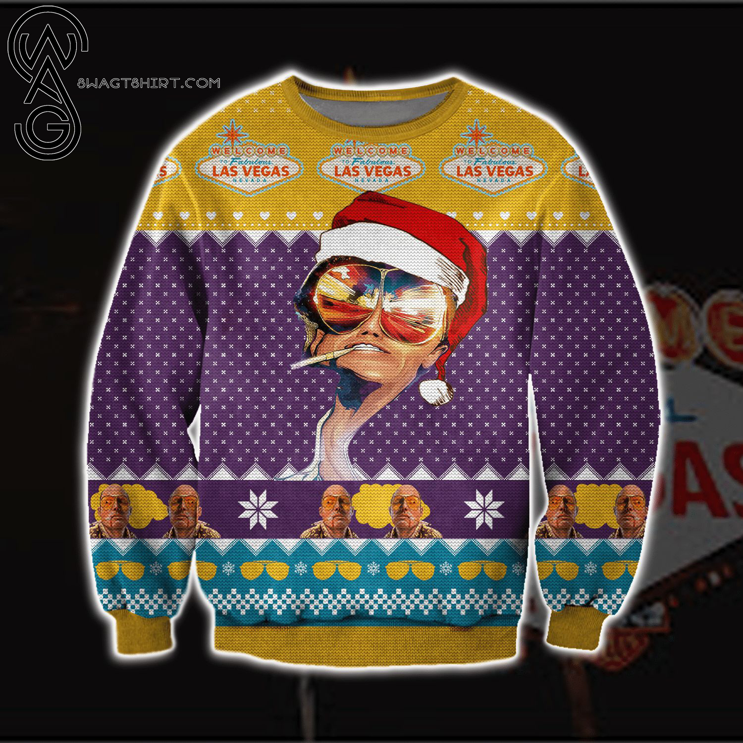Welcome To Fabulous Las Vegas Full Print Ugly Christmas Sweater