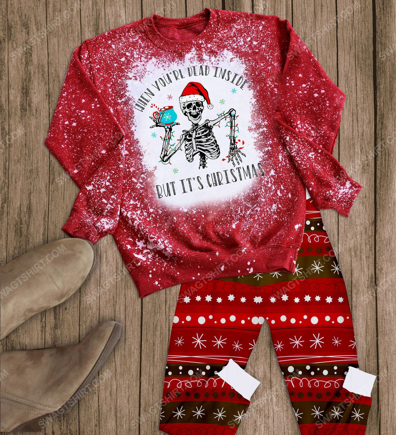 When you're dead inside but it's christmas full print pajamas set