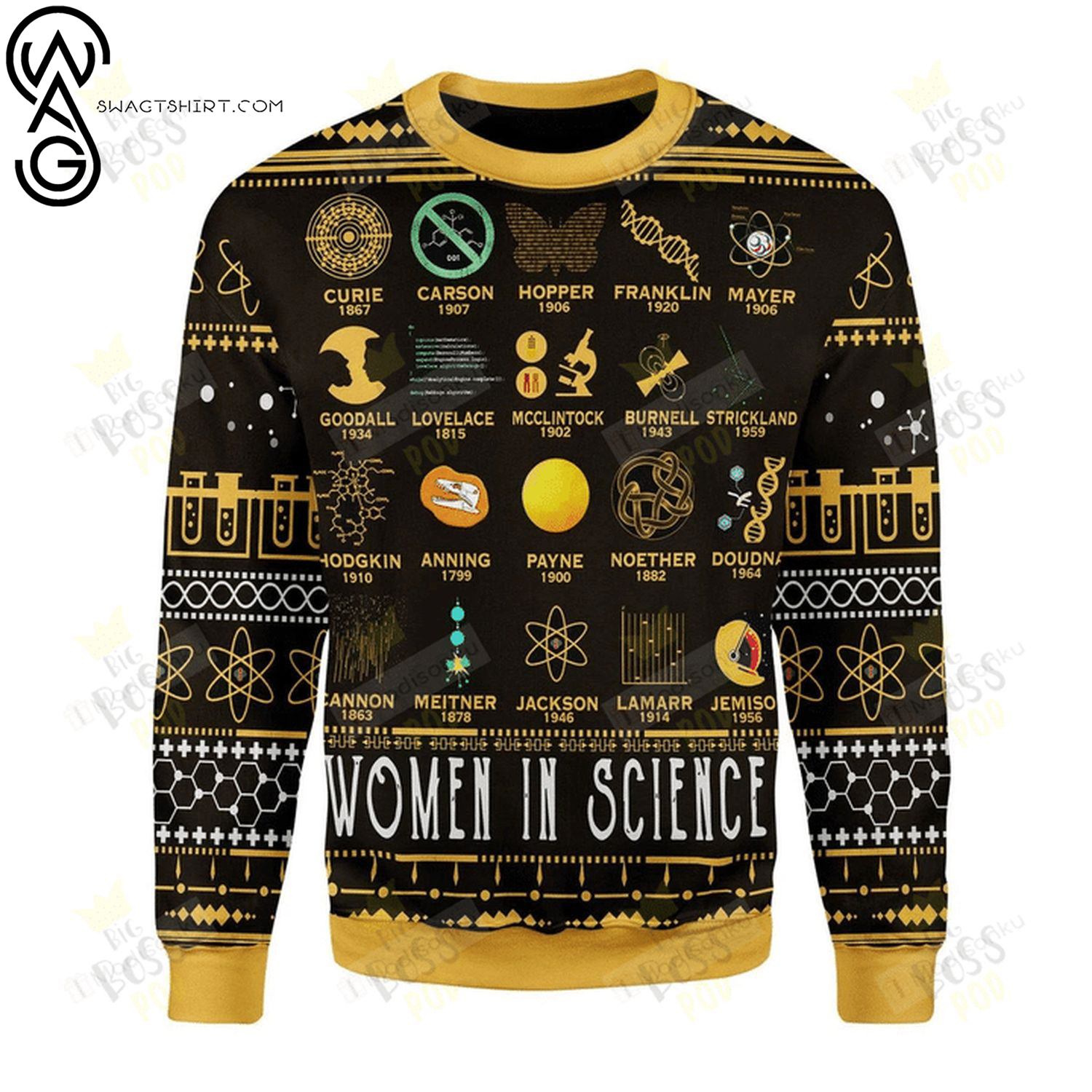 Women in science full printing ugly christmas sweater