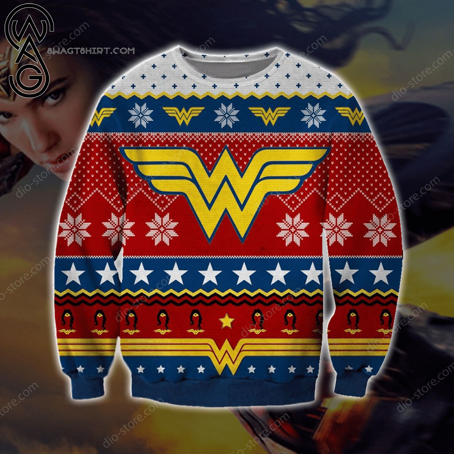 Wonder Woman Movie Full Print Ugly Christmas Sweater