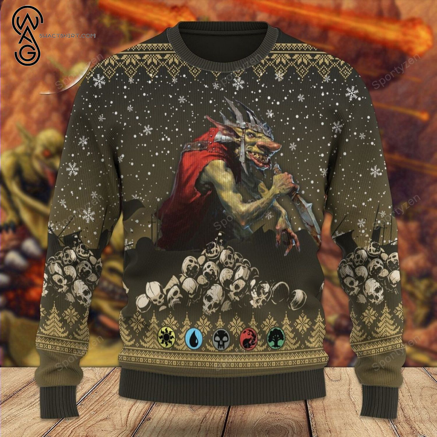 Game Magic The Gathering Krenko Mob Boss Ugly Christmas Sweater