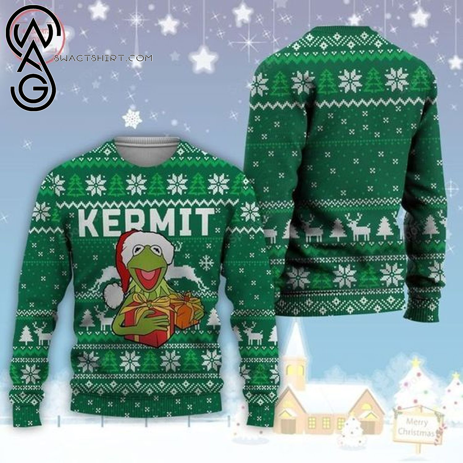 Kermit The Frog Full Print Ugly Christmas Sweater