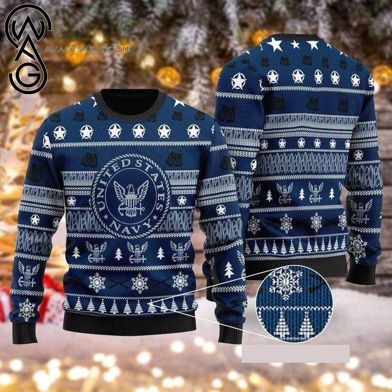 United States Navy Full Print Ugly Christmas Sweater