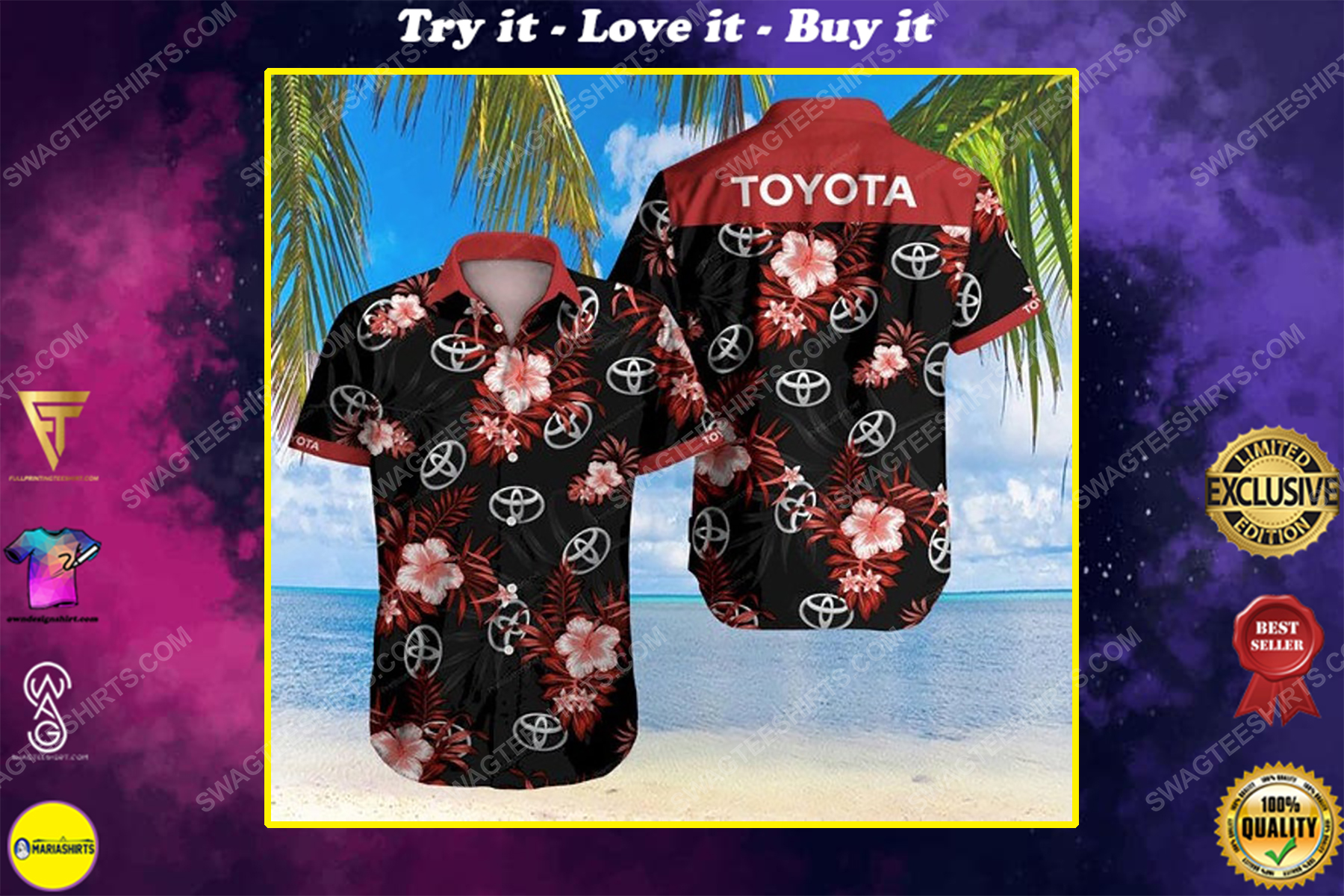 Floral toyota car summer vacation hawaiian shirt