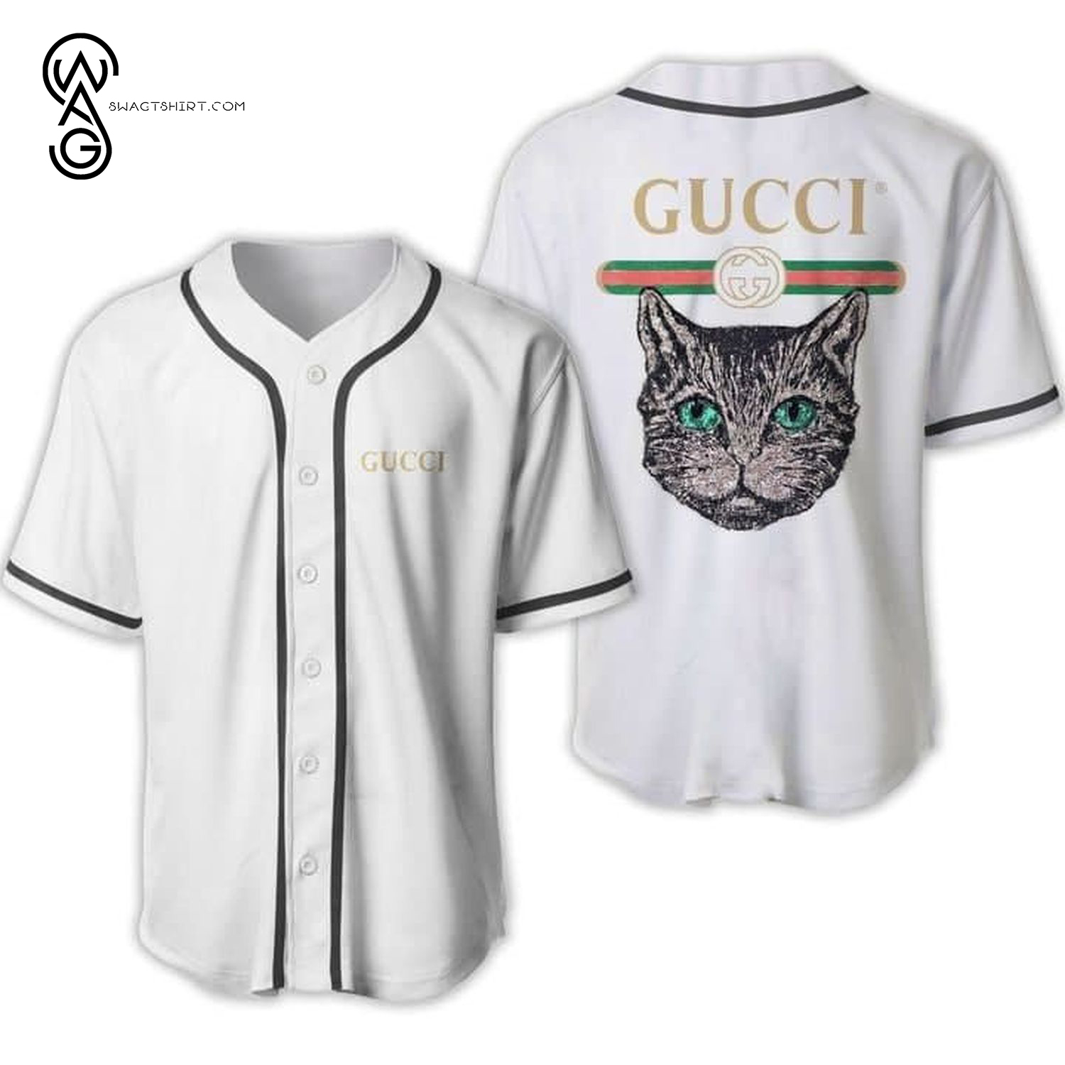 Gucci And Cat Full Printed Baseball Jersey