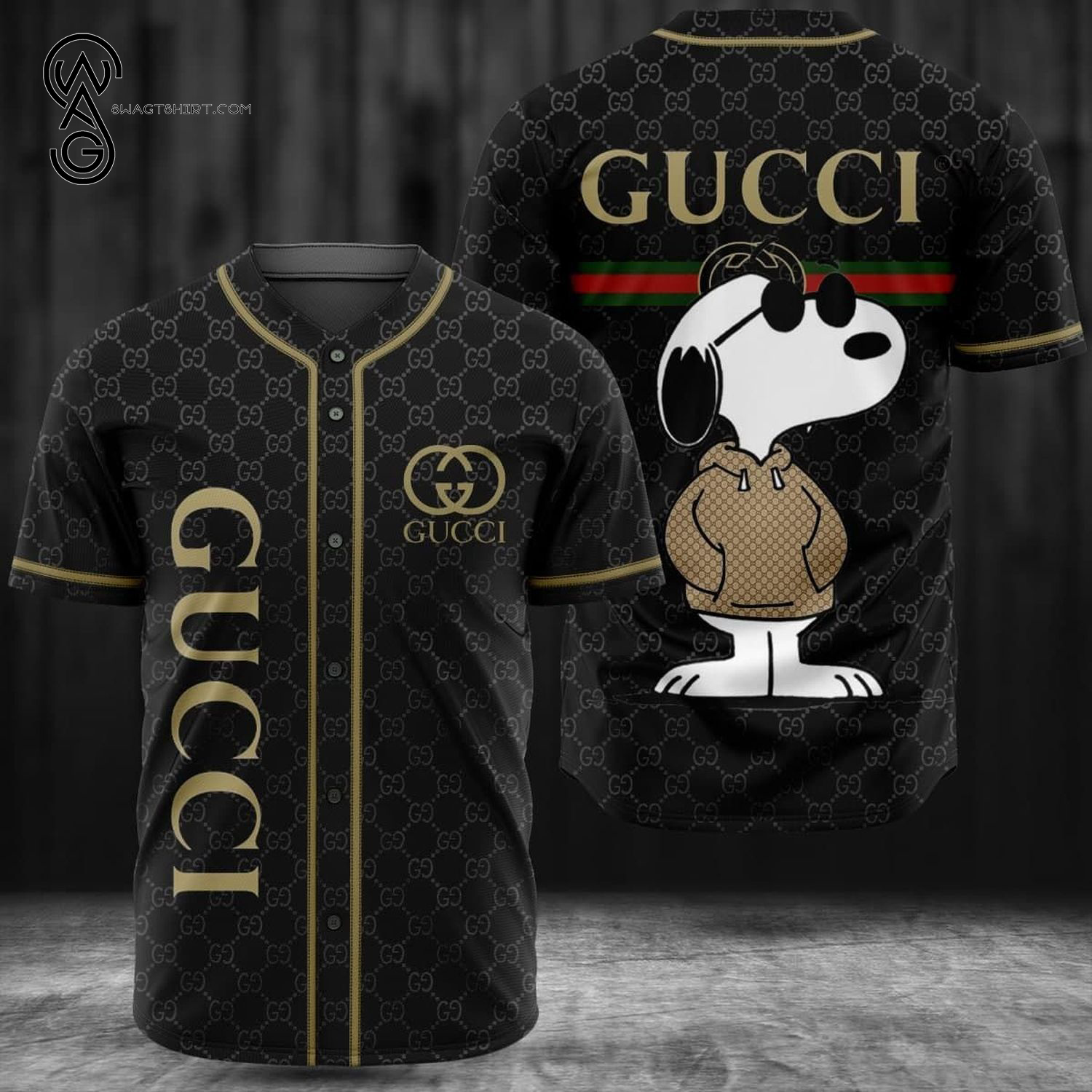 Gucci And Snoopy Full Printed Baseball Jersey