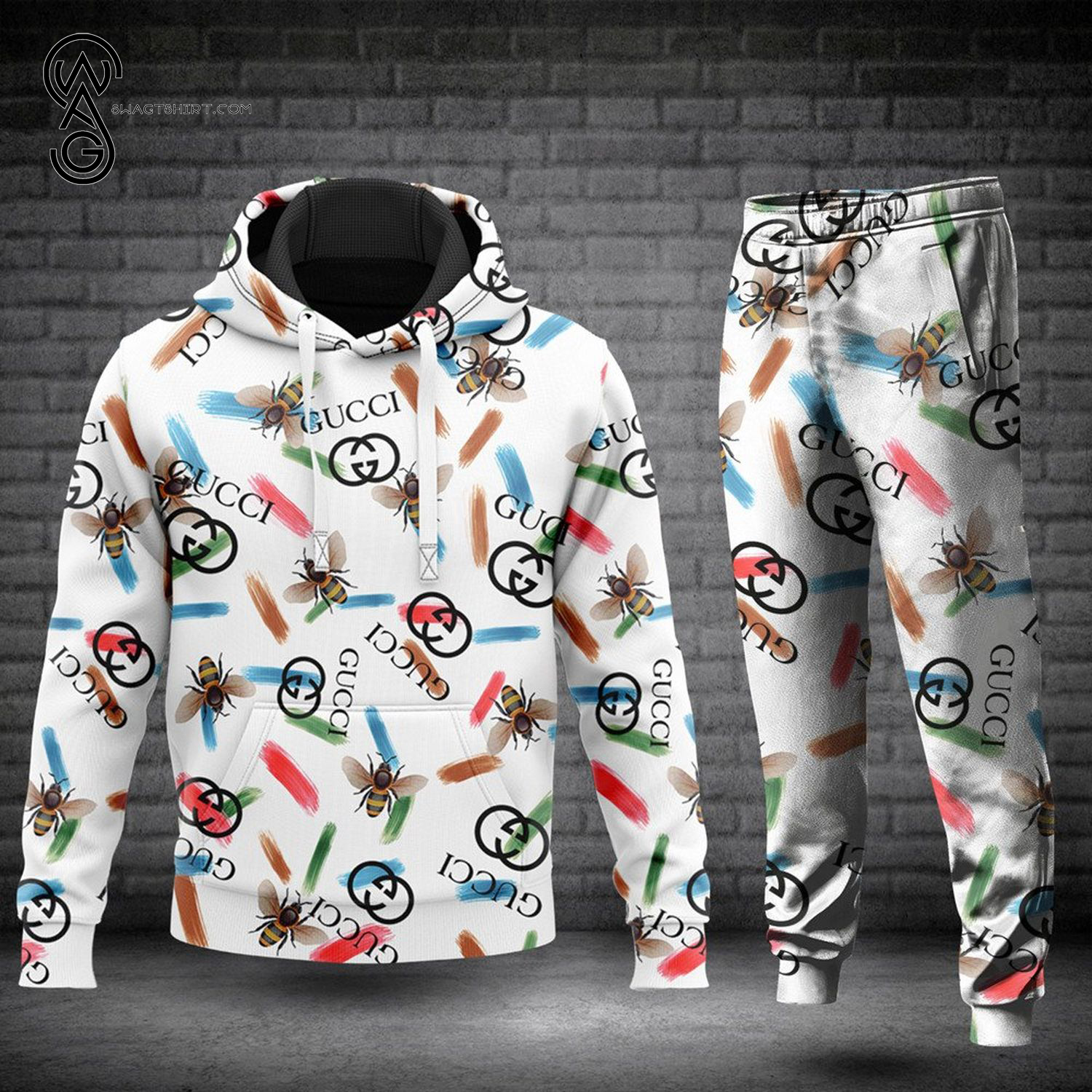 Gucci Bee Colorful Full Print Hoodie And Pants