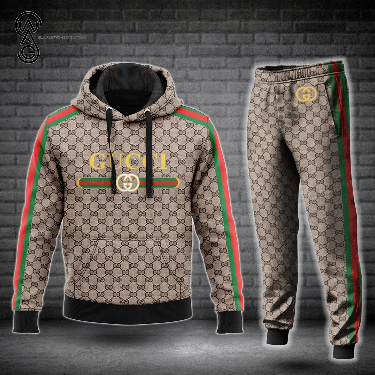 Gucci Logo Full Print Hoodie And Pants