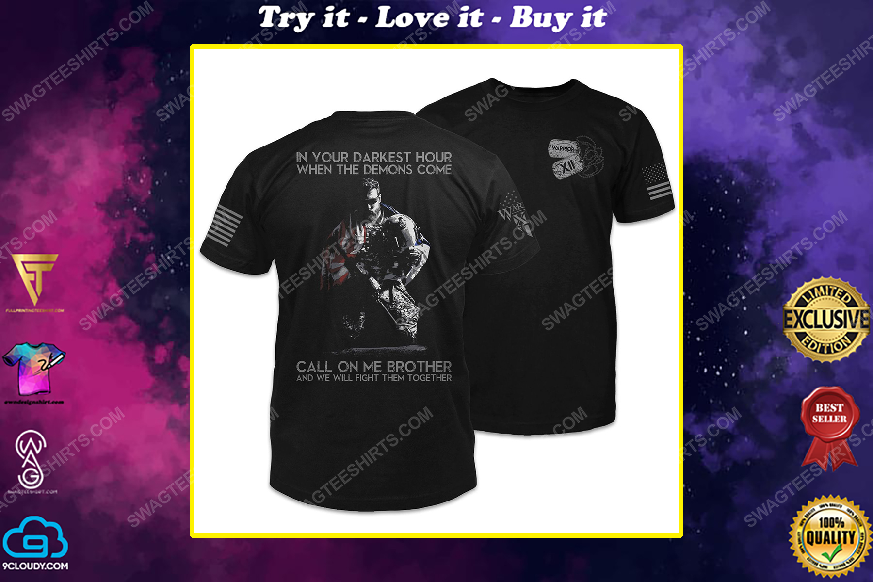 In your darkest hour when the demons come call on me brother and we will fight them together veteran shirt