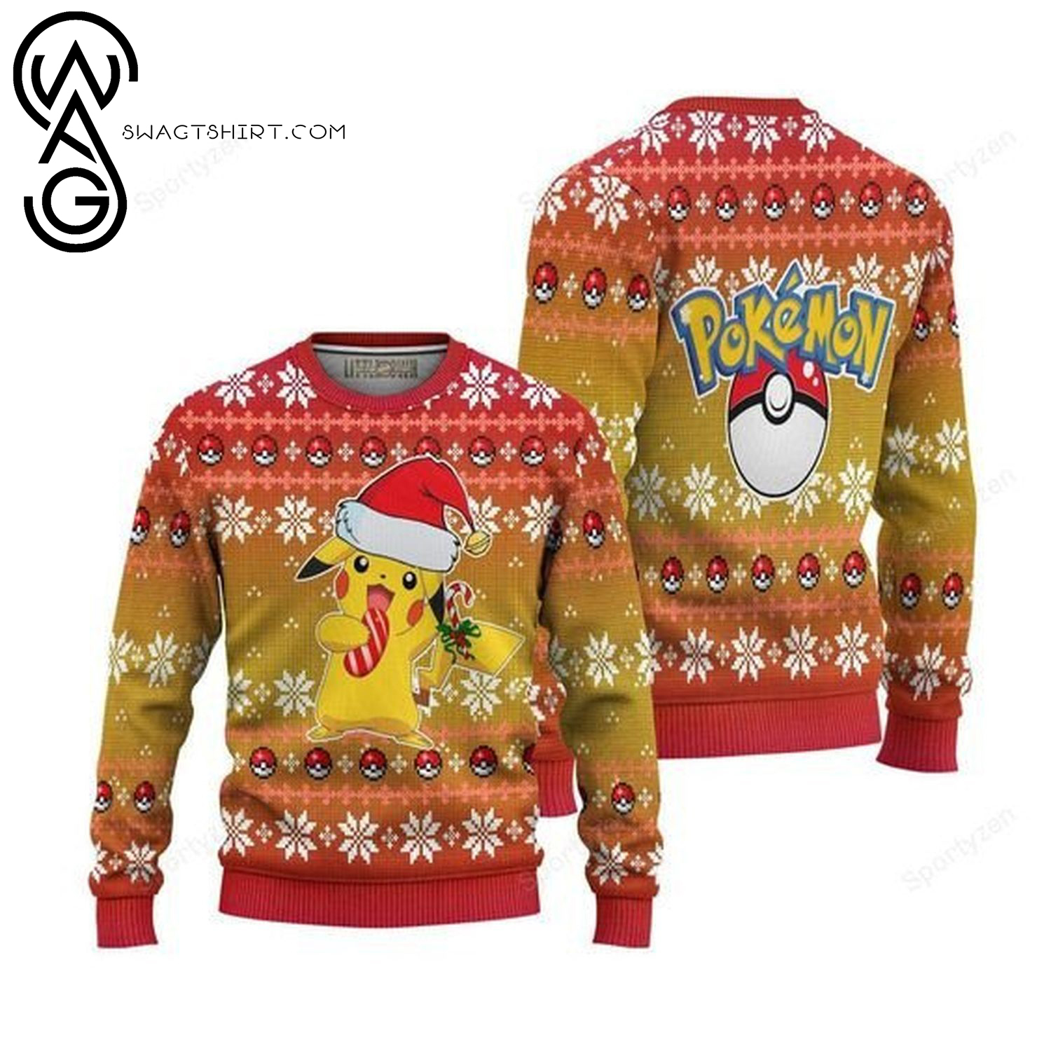 Pokemon Pikachu And Candy Full Print Ugly Christmas Sweater