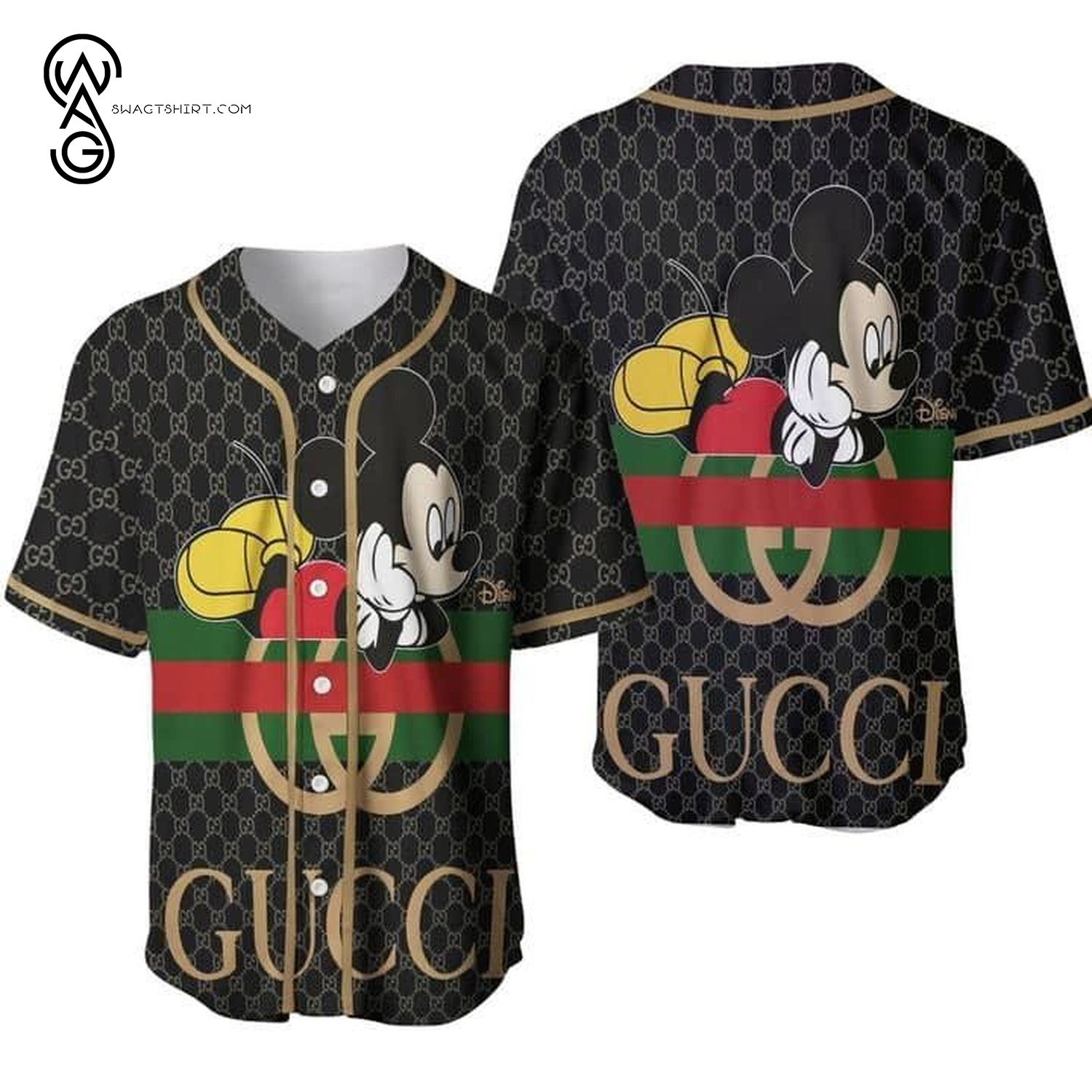LV And Mickey Mouse Full Printed Baseball Jersey