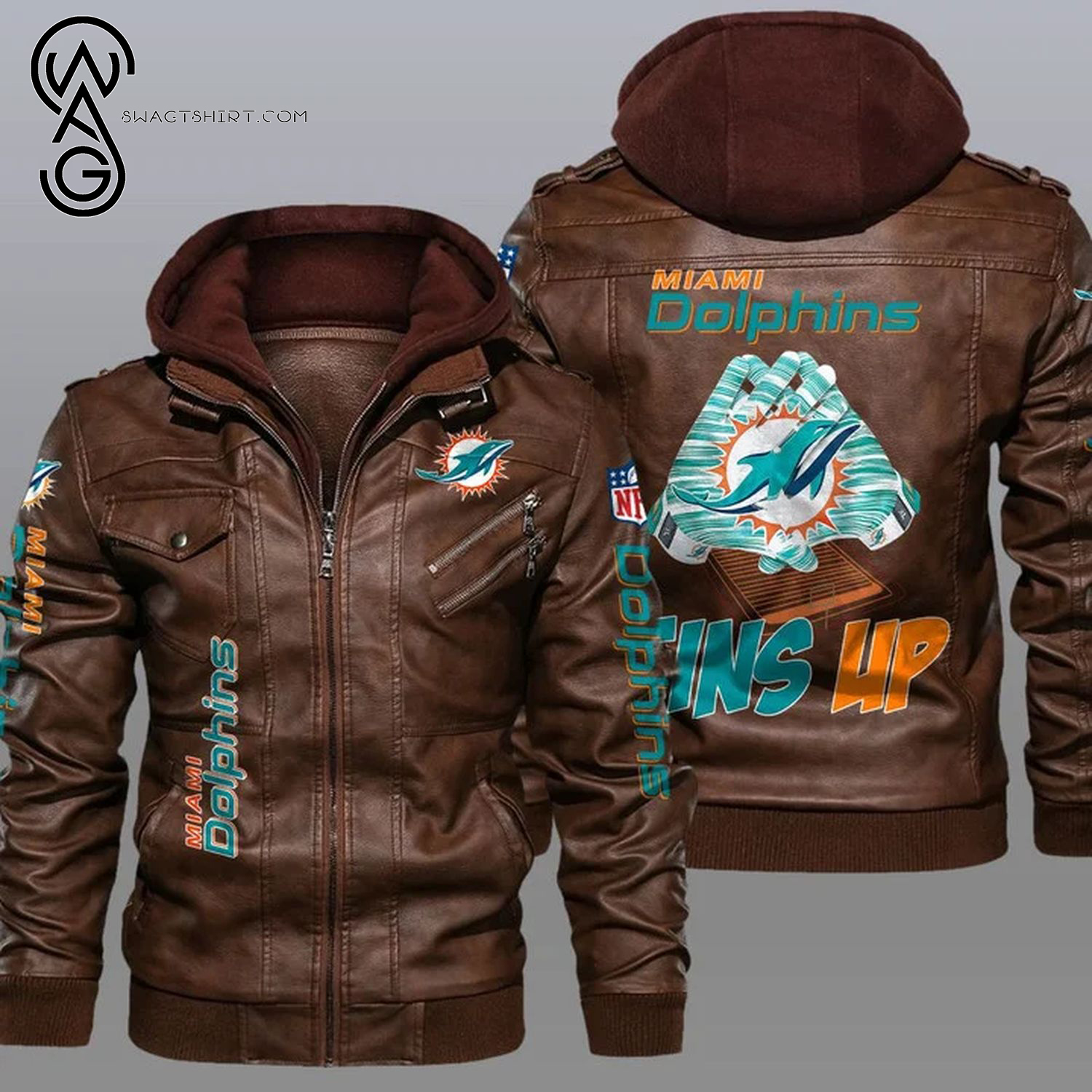 National Football League Miami Dolphins Leather Jacket