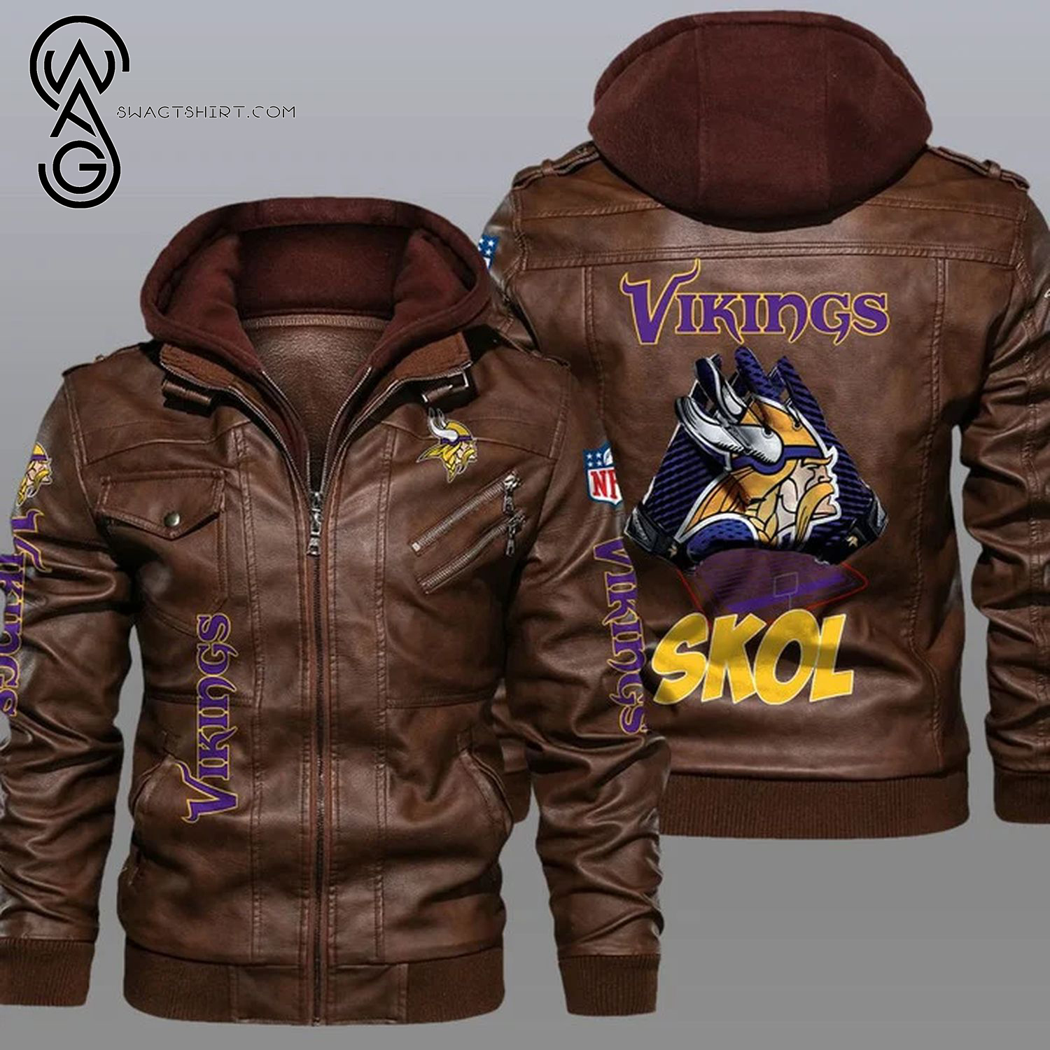 National Football League Minnesota Vikings Leather Jacket