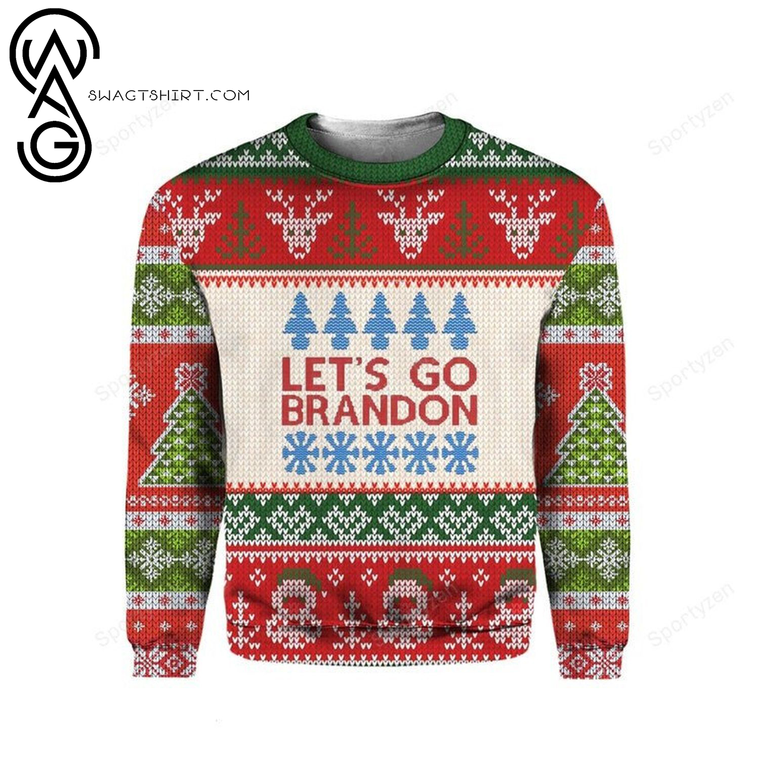 Let's Go Brandon FJB Full Print Ugly Christmas Sweater