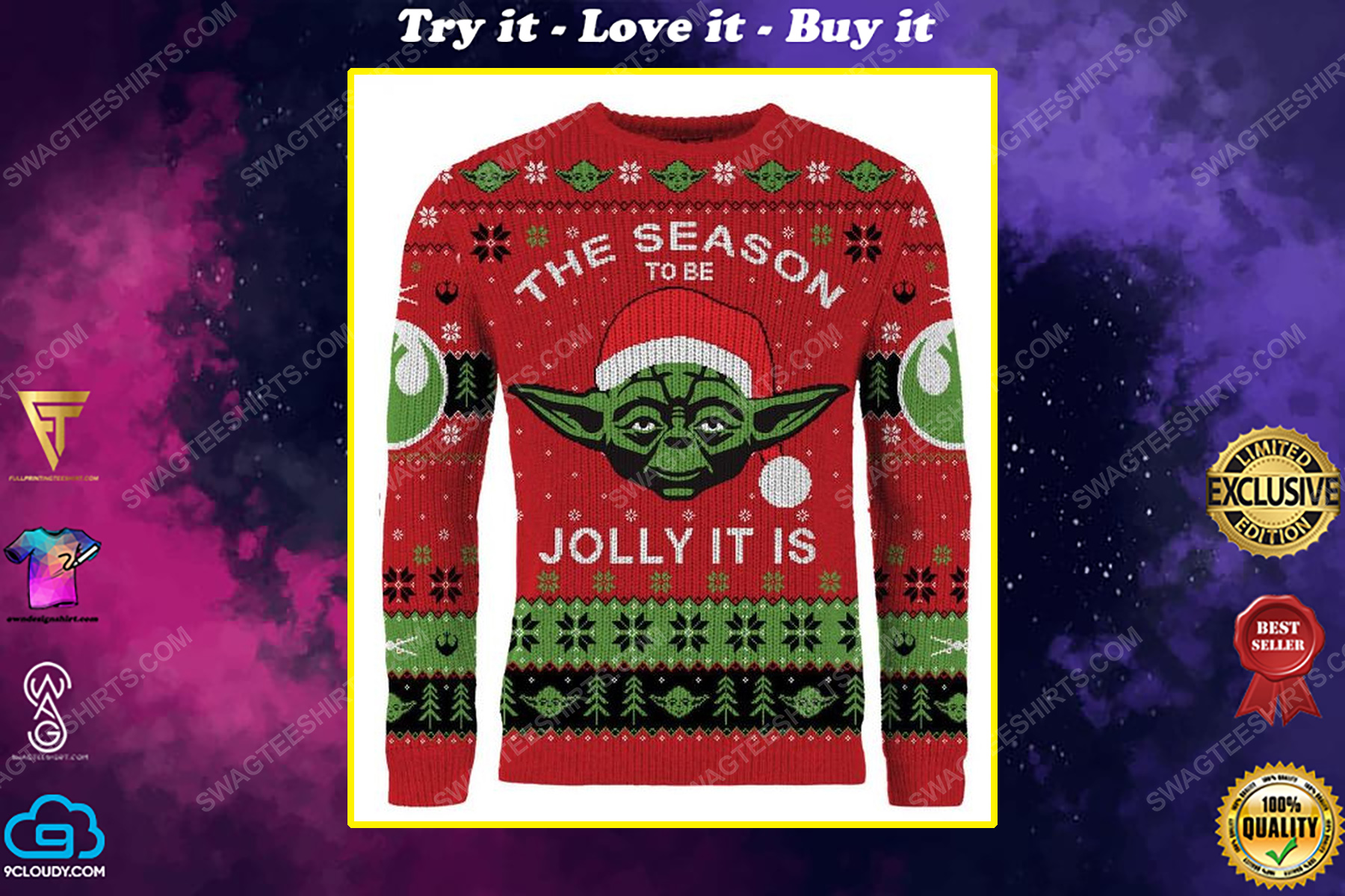 Star wars the season to be jolly it is full print ugly christmas sweater