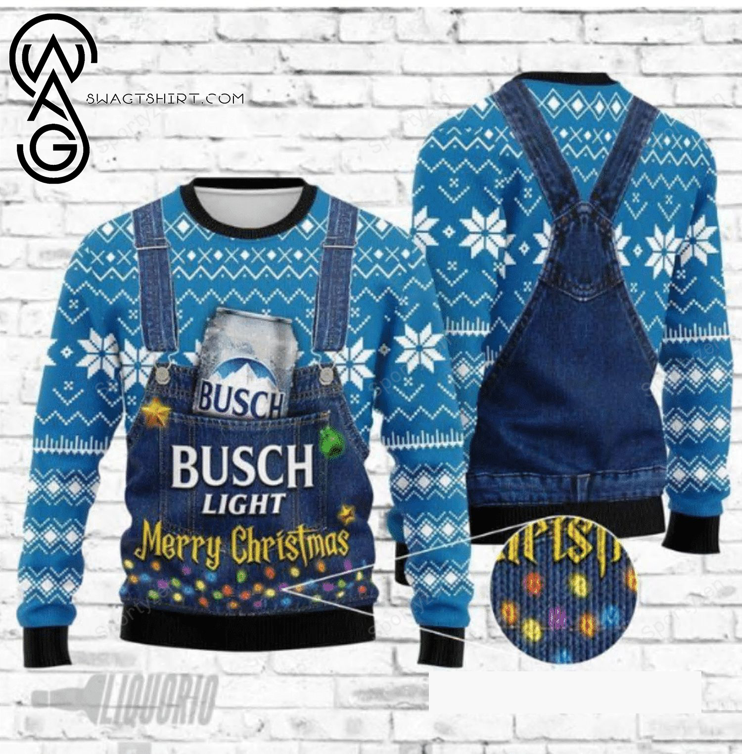 Merry Christmas Busch Latte Beer Full Print Ugly Christmas Sweater
