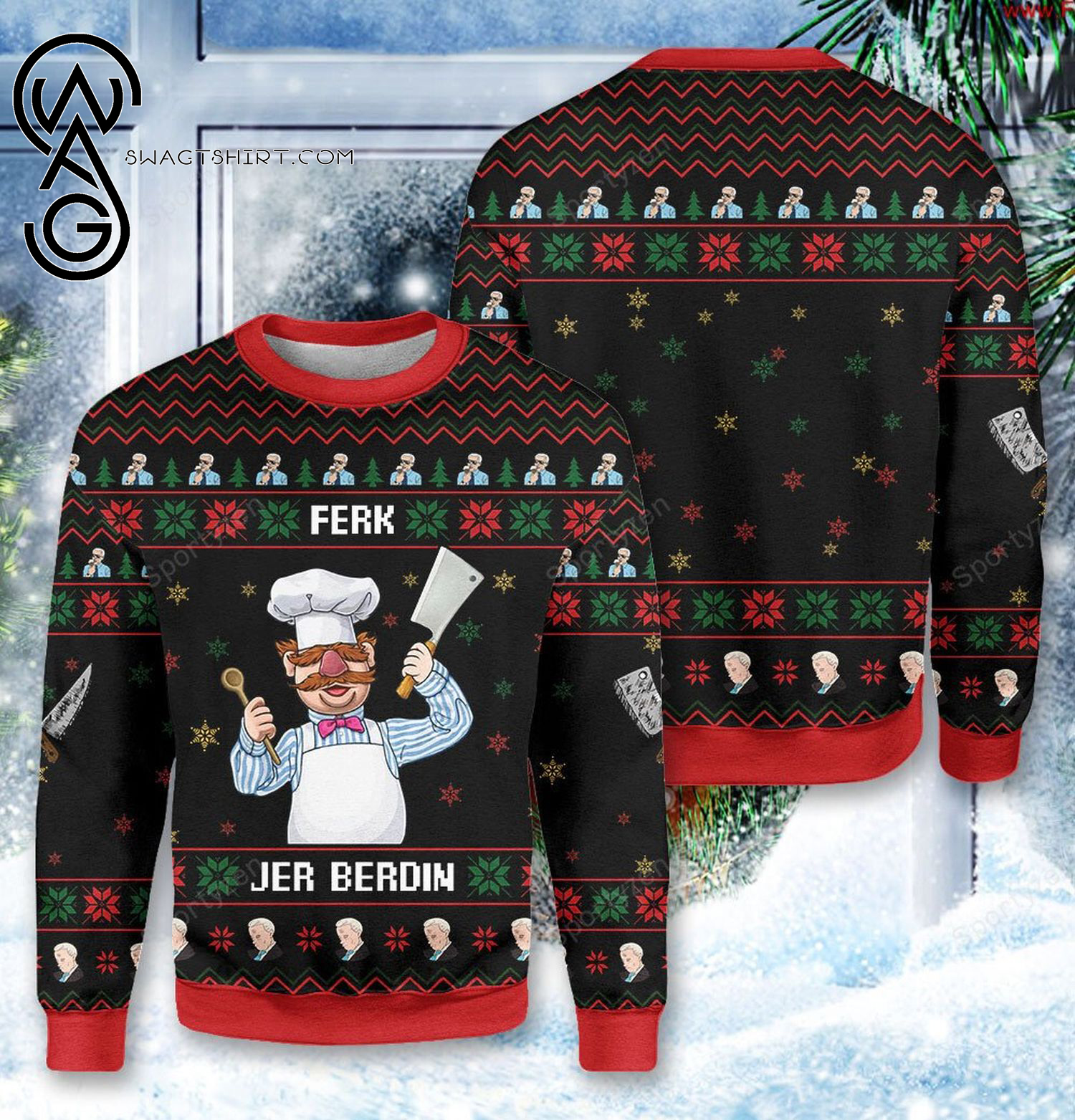Chef Ferk Jer Berdin Full Print Ugly Christmas Sweater
