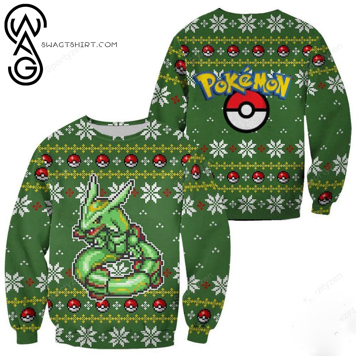Pokemon Rayquaza Full Print Ugly Christmas Sweater