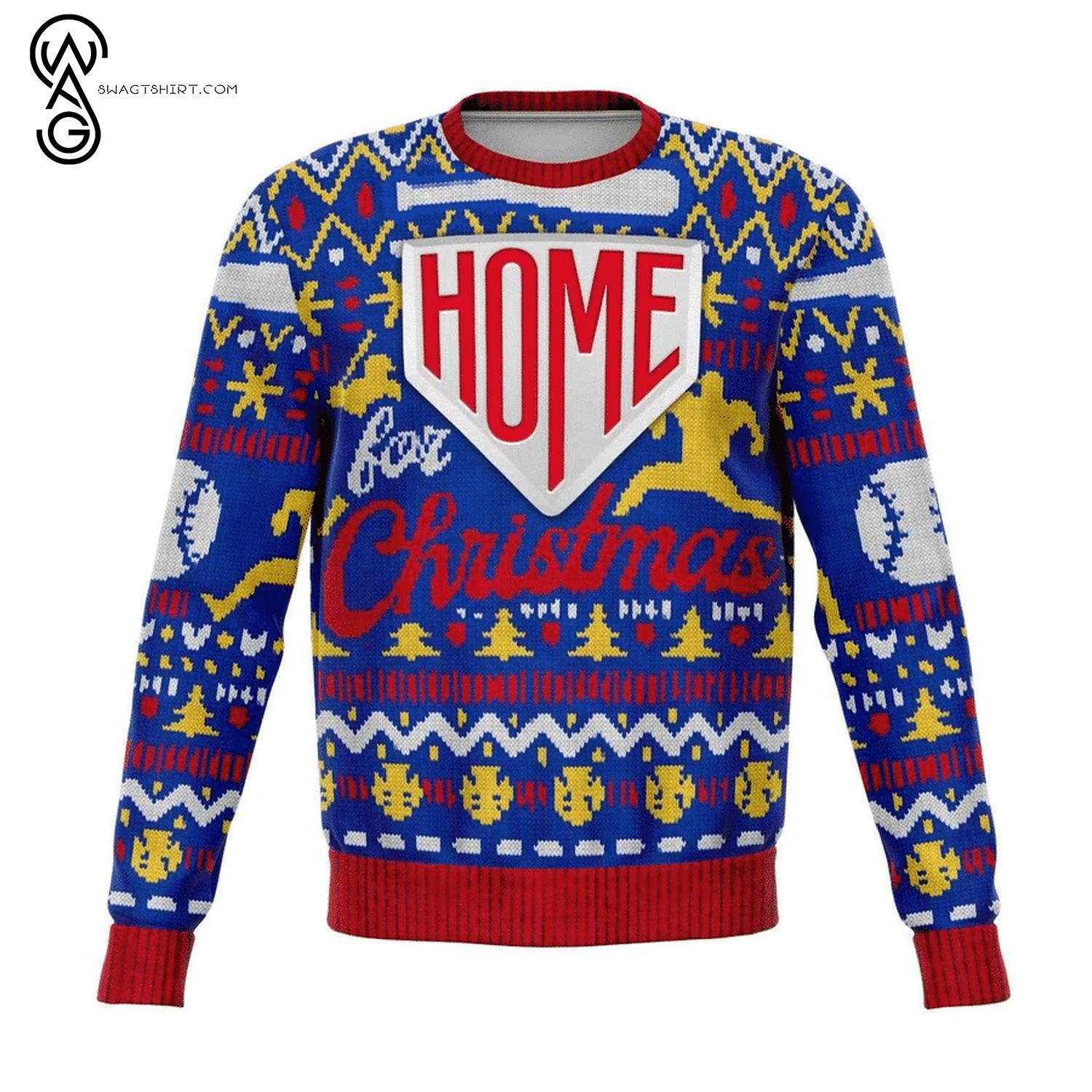 Softball Home For Christmas Full Print Ugly Christmas Sweater