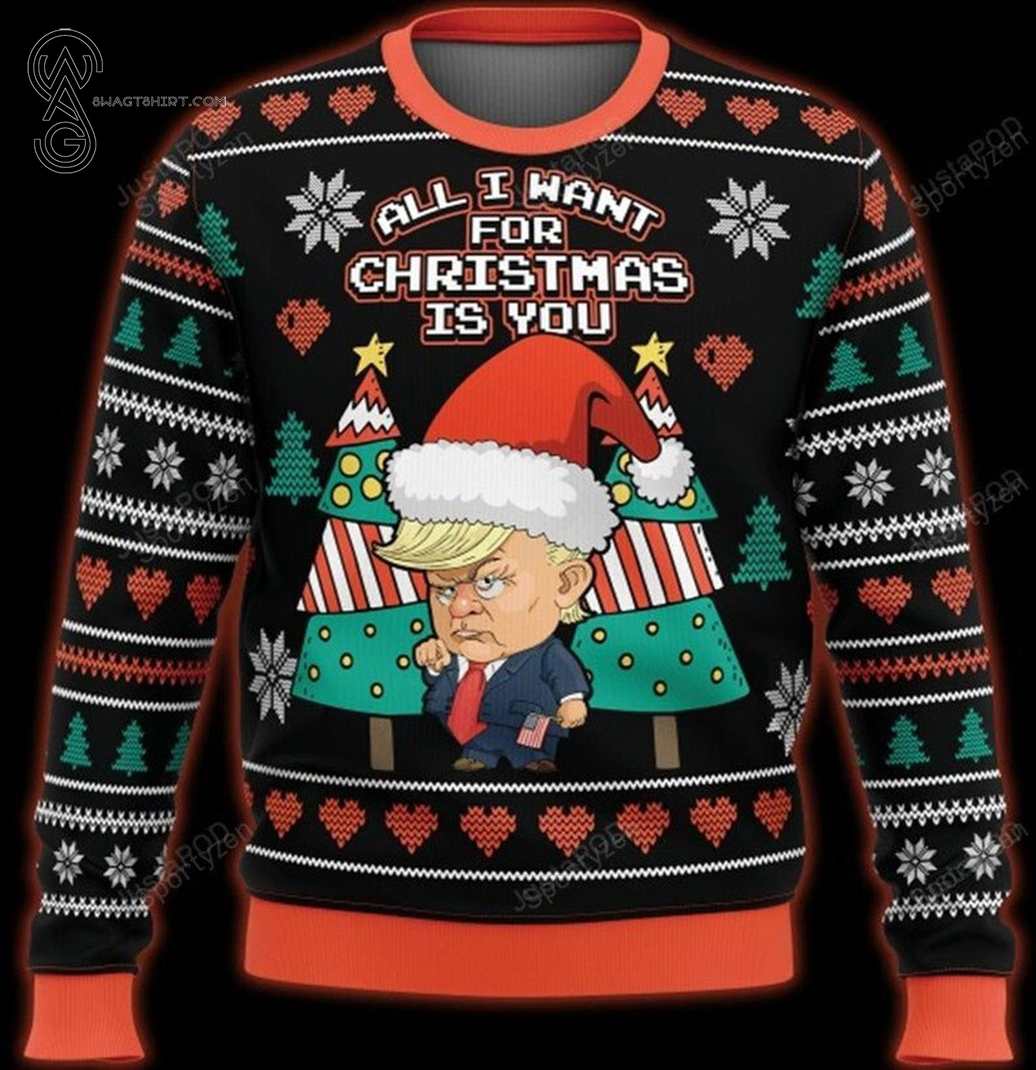 All I Want For Christmas Is You Trump Full Print Ugly Christmas Sweater