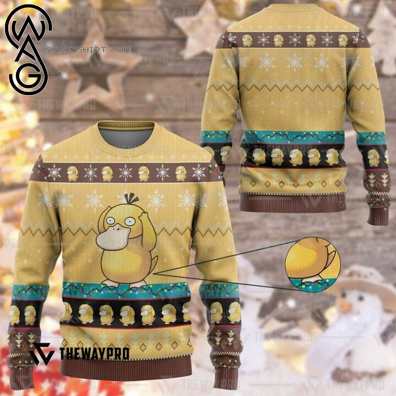 Pokemon Psyduck Full Print Ugly Christmas Sweater