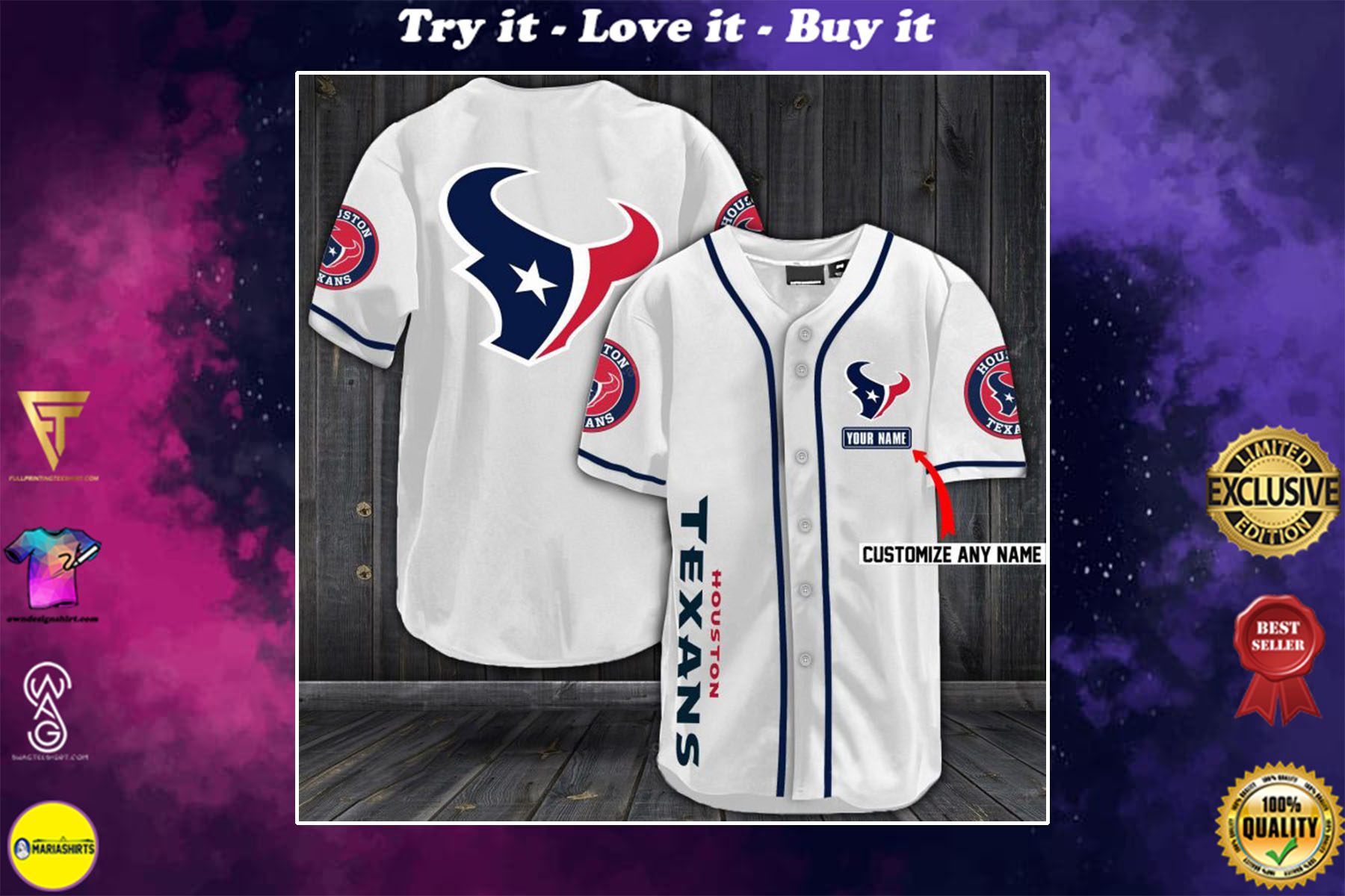 personalized name jersey houston texans full printing shirt