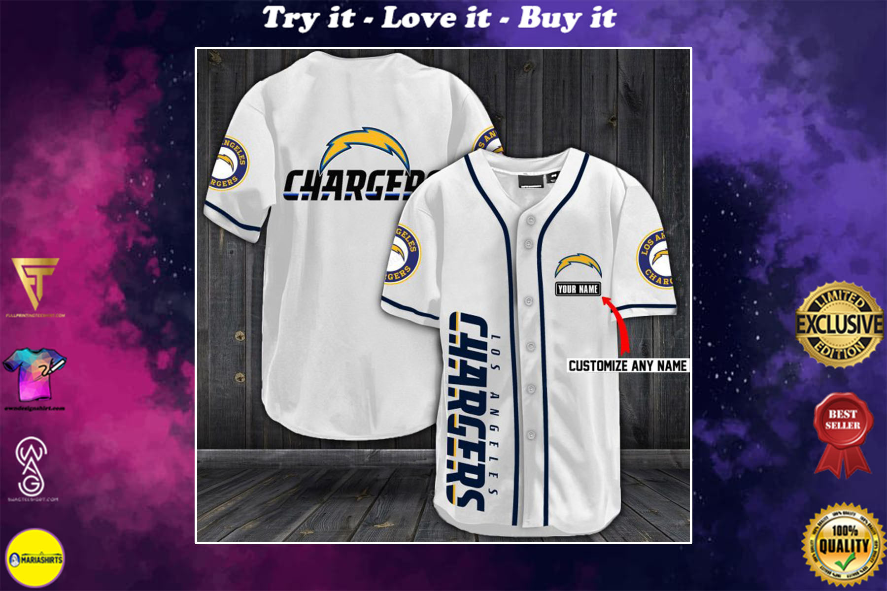 personalized name jersey los angeles chargers full printing shirt