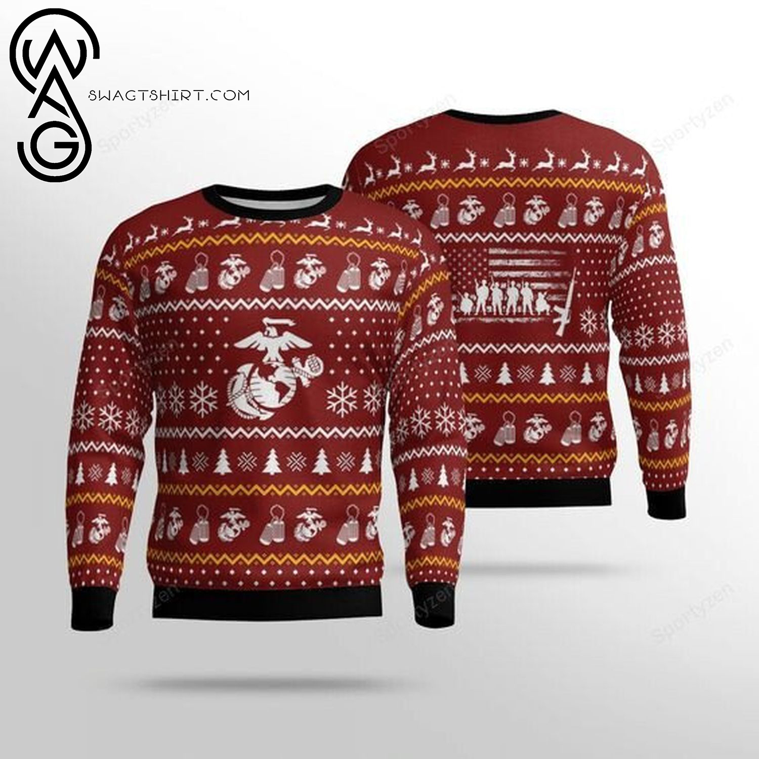 United States Marine Corps Full Print Ugly Christmas Sweater
