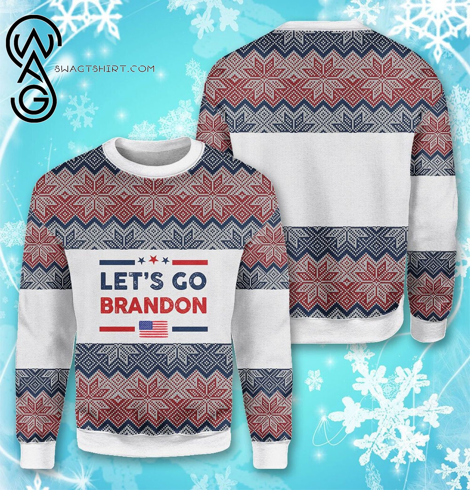Political Let's Go Brandon Full Print Ugly Christmas Sweater