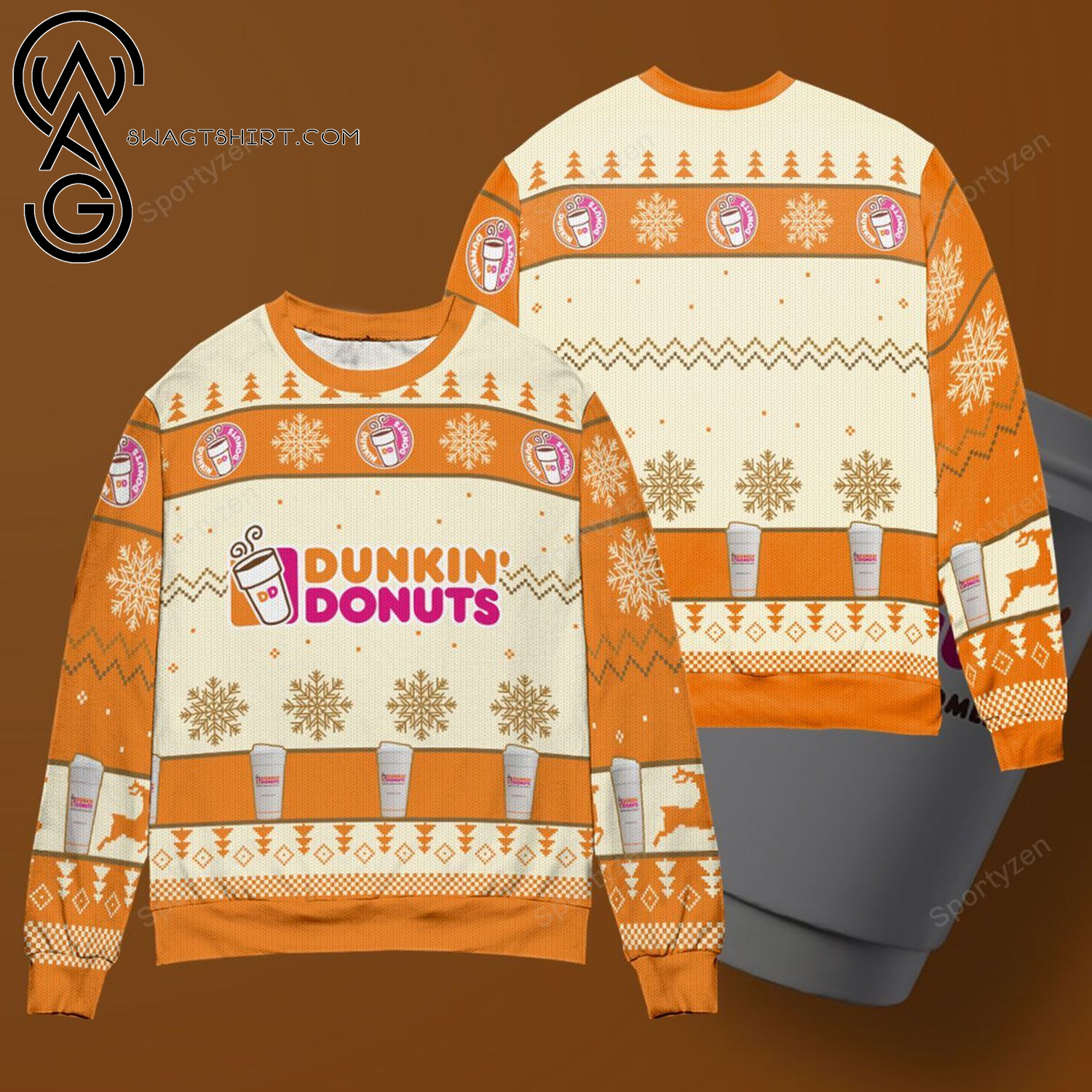 Dunkin’ Donuts Full Print Ugly Christmas Sweater