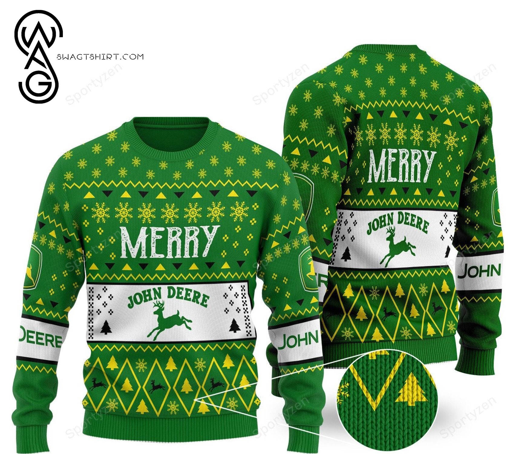 Merry John Deere Full Print Ugly Christmas Sweater