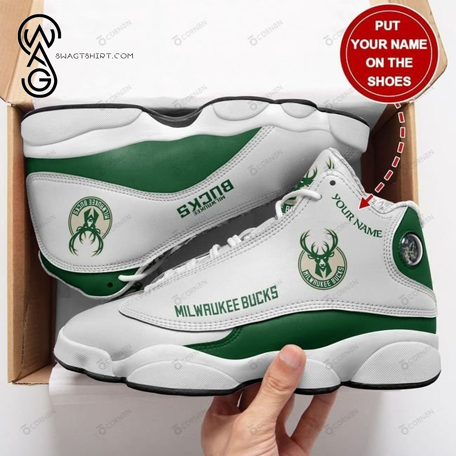 Custom NBA Milwaukee Bucks Air Jordan 13 Shoes